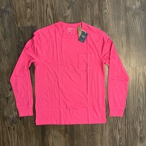 NWT J. CREW Sz. M Garment-dyed Slub Cotton Long-Sleeve T-shirt - Bright Begonia